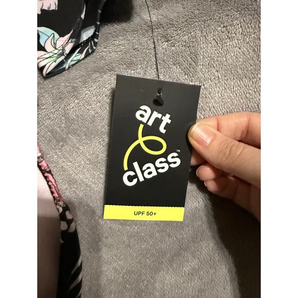 NWT Art Class Big Girl Size Large 10/12 Plus 50+ UPF Long Sleeve Swimsuit Floral - Picture 6 of 11